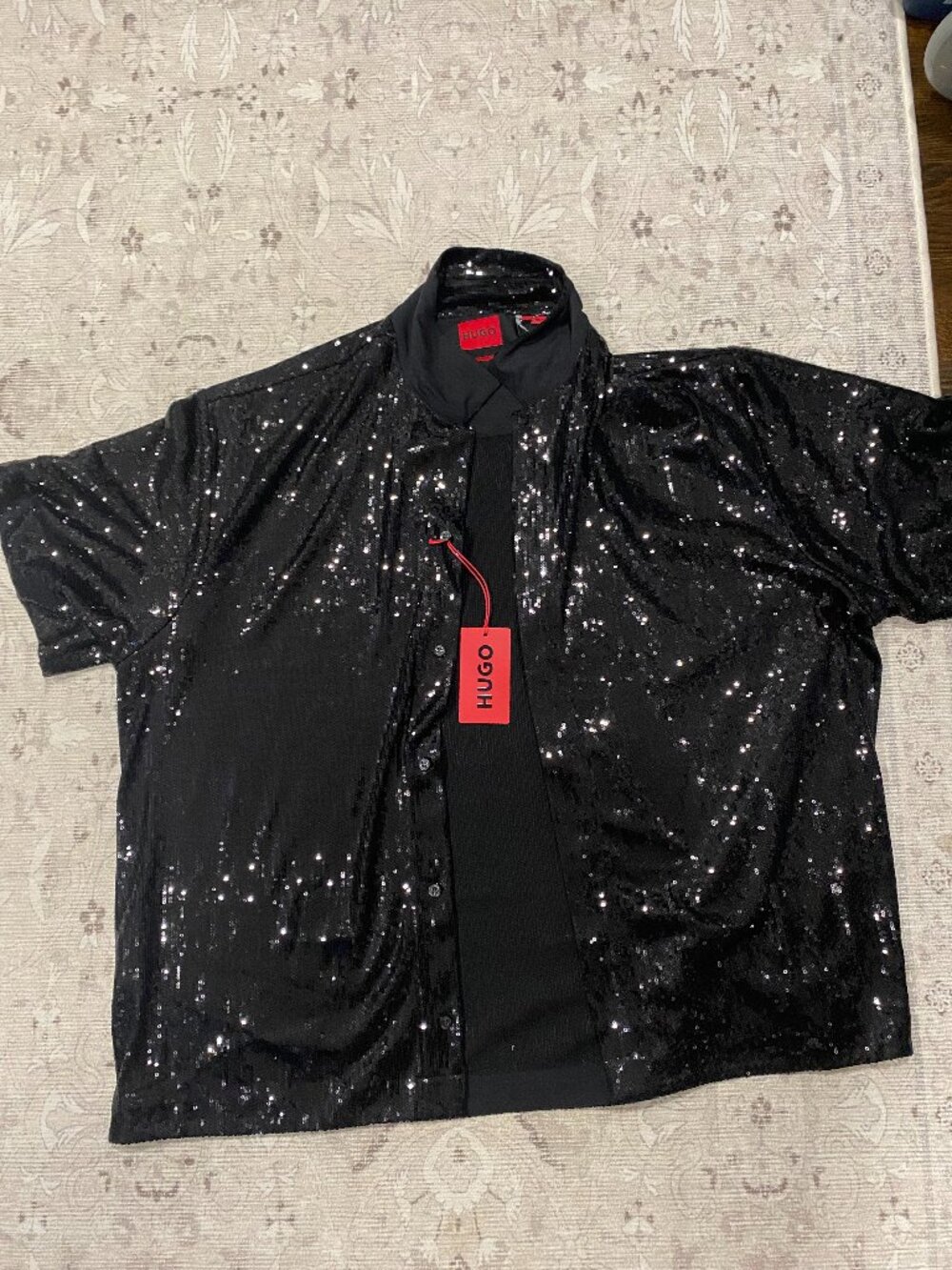 HUGO by Hugo Boss oversized sequin short-sleeve button-down shirt
